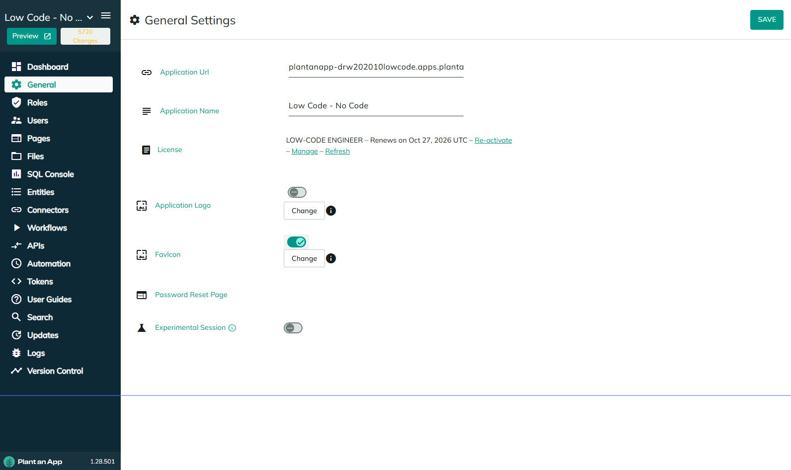 General Settings tab